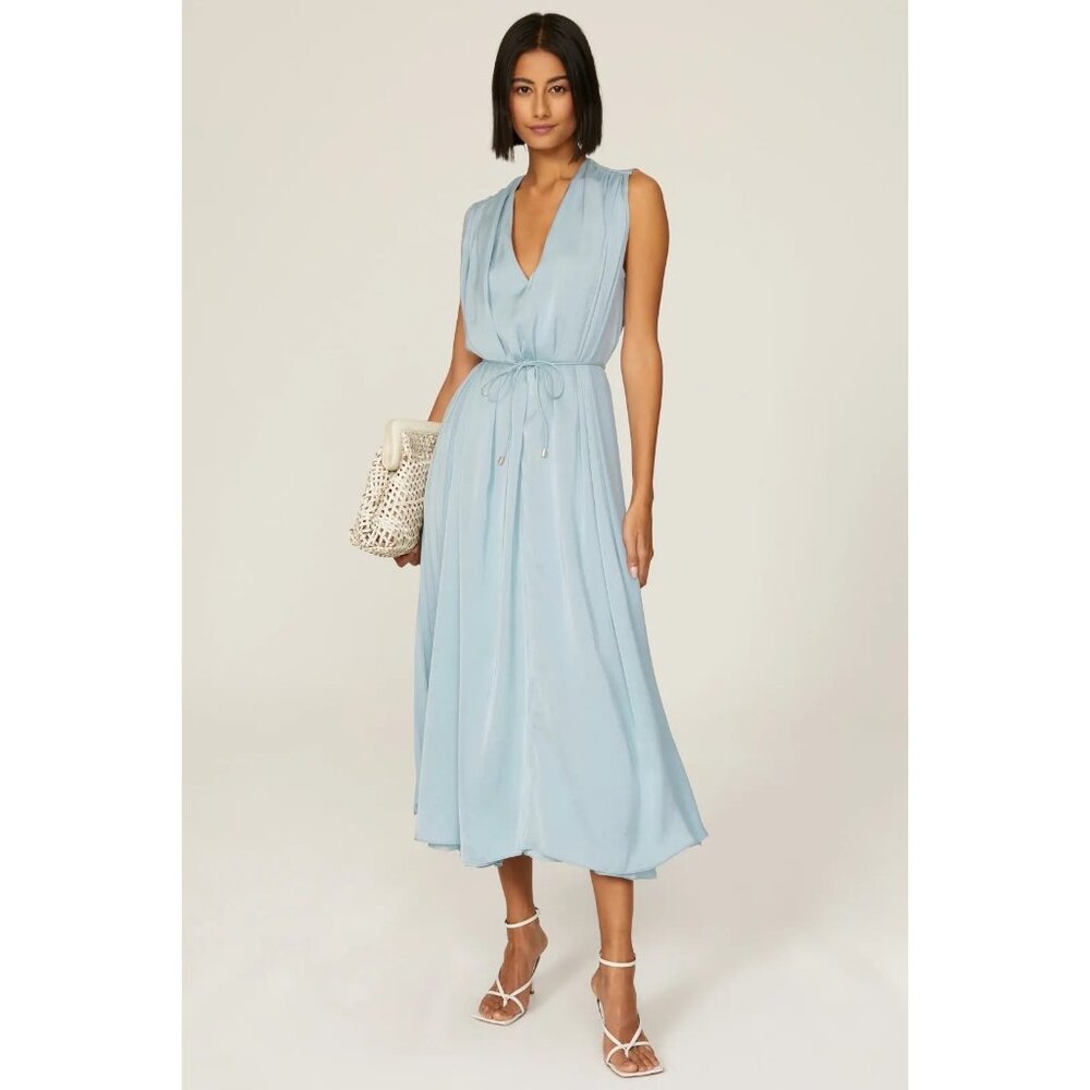 TOME Collective Blue Pleated Midi Dress